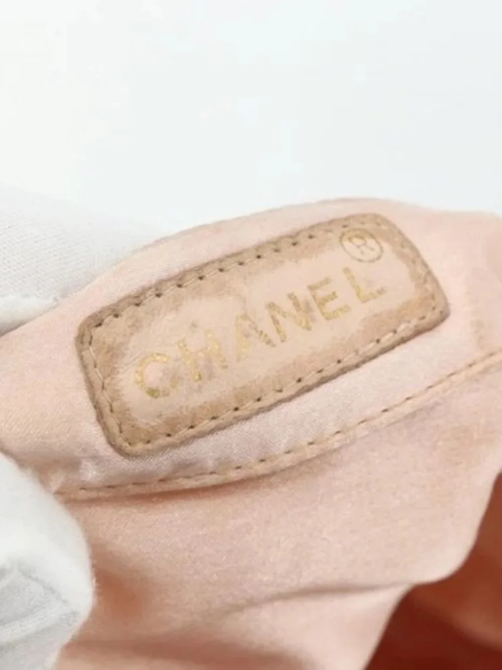 CHANEL Tote Bag Satin Gold Pink CC Auth bs35157